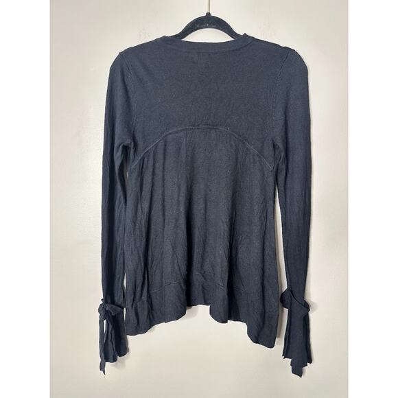 A New Day Womens Small Sweater Black Pullover Tie Sleeve Lightweight Minimalist - Picture 3 of 6